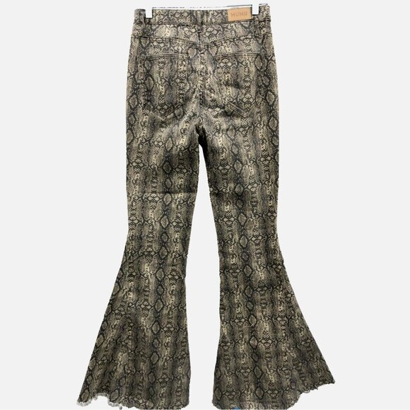 Show Me Your Mumu Size 27 Flare High Rise Berkeley Bells Queen Cobra Snake Jeans - Picture 5 of 11